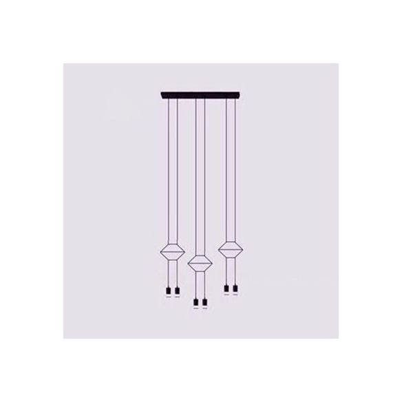 Geometric Hanging Ceiling Light Post Modern Metal 2/4/6 Lights Black Suspension Pendant