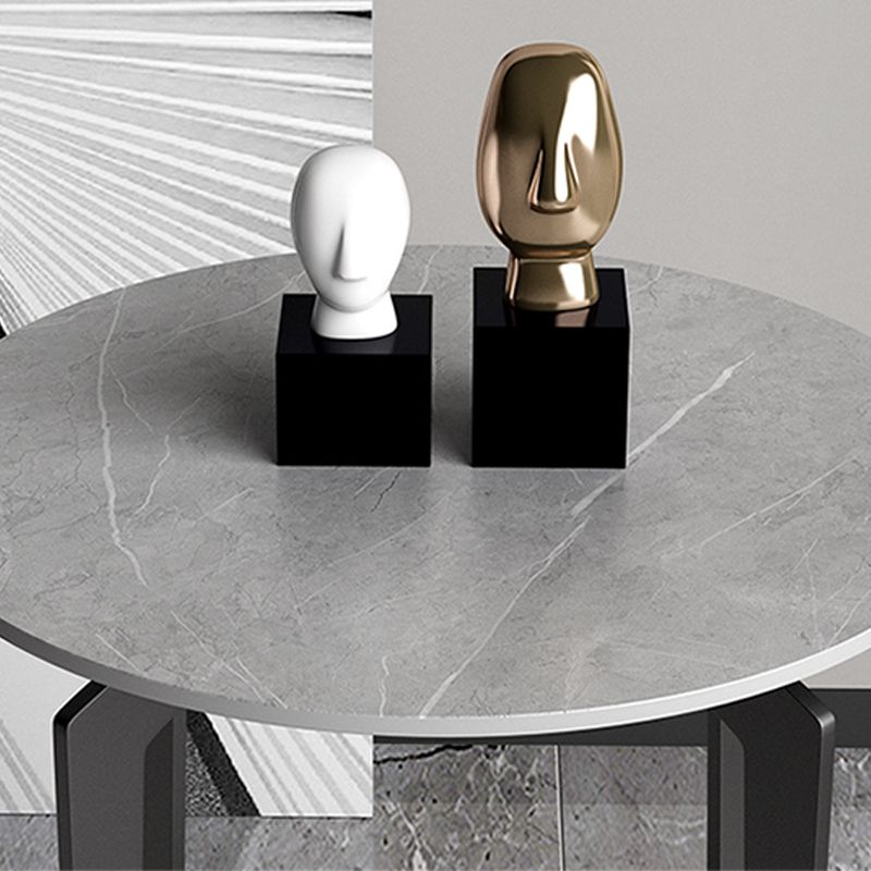 Minimalist Round Corner Table Slate 4 Legs Sofa Side Table with Storage