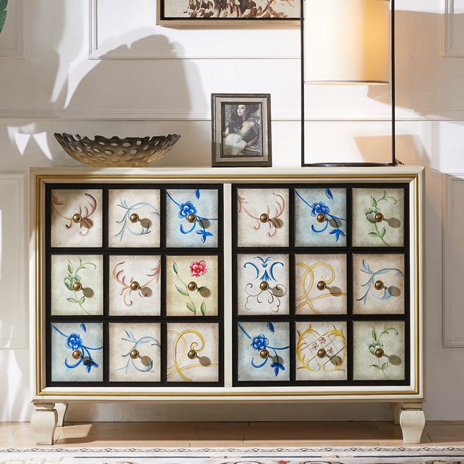 American Traditional Wooden Chest Home Storage Chest with Drawers