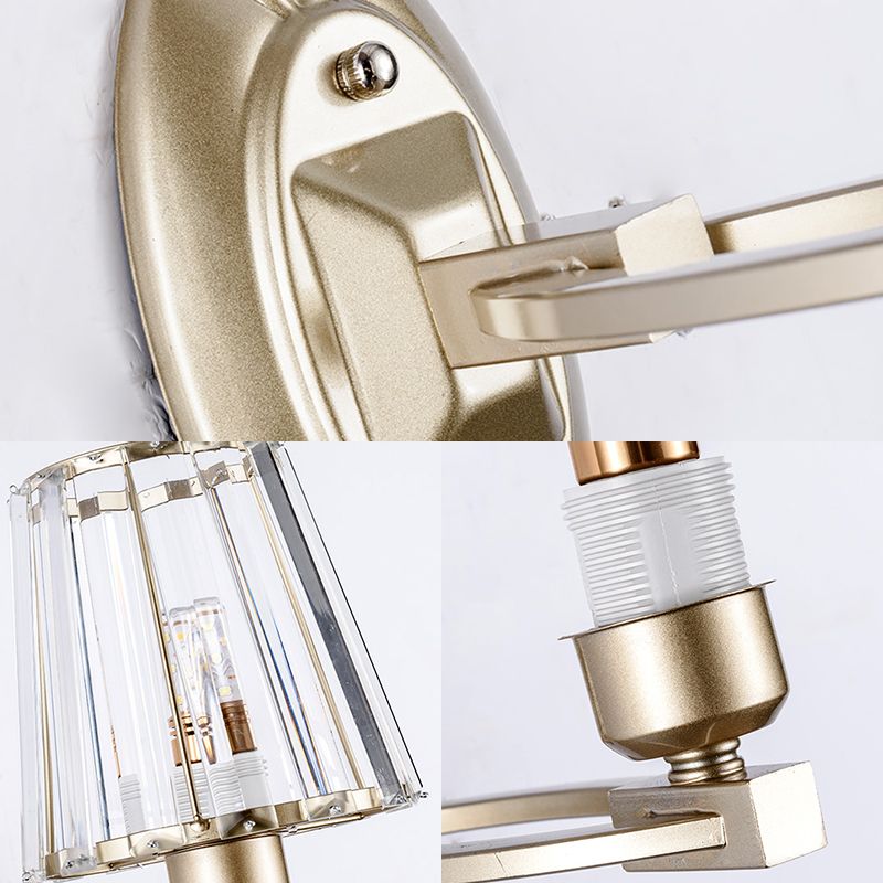 Modern Cylinder Wall Light Fixture Crystal Block 1/2 Lights Living Room Sconce Light in Silver