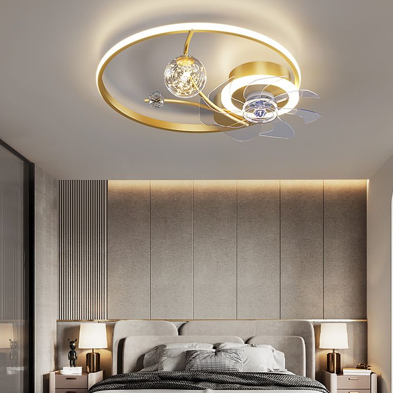 Multi Light Ceiling Fan Lighting Modern Style Metal Ceiling Fan Light for Bedroom