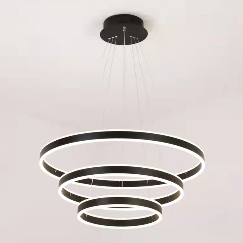 Modern Dining Room Lighting Multiple Rings Hanging Ceiling Lights Metal Chandelier