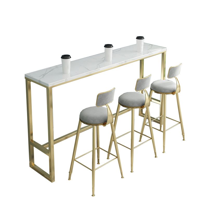 Glam Faux Marble Bar Counter Table Rectangle Bar Counter Table with Metal Legs for Kitchen