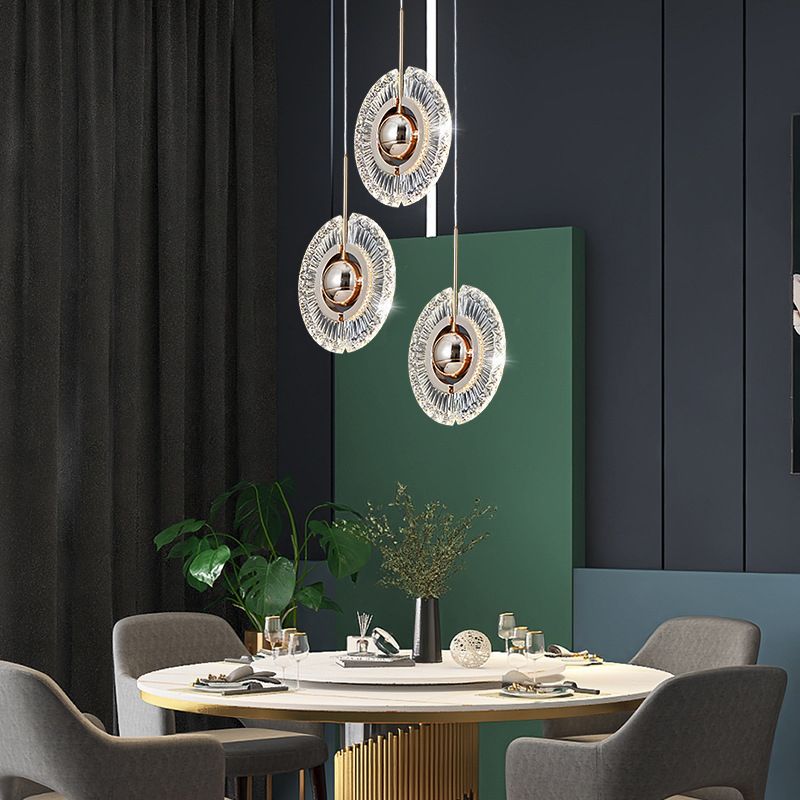 1-Light Acrylic Suspended Lighting Fixture Modern Pendant Light Kit for Dining Room