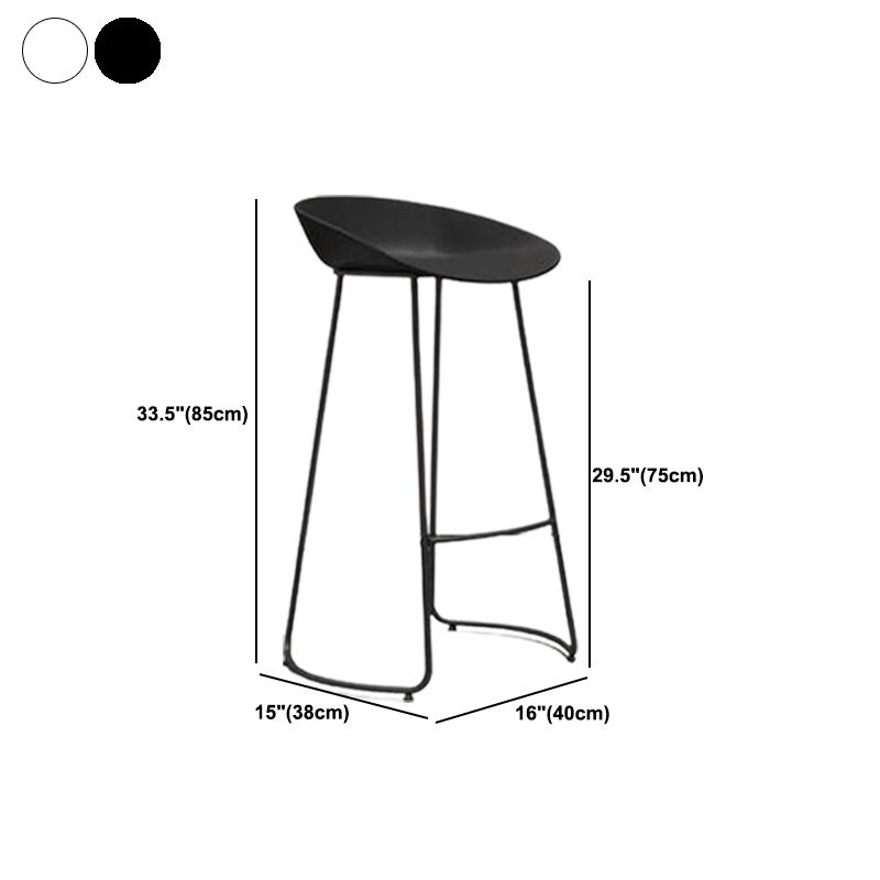Modern Armless Backrest Counter Stool Iron Bar Stool with Acrylic Seat and Pedal for Cafe
