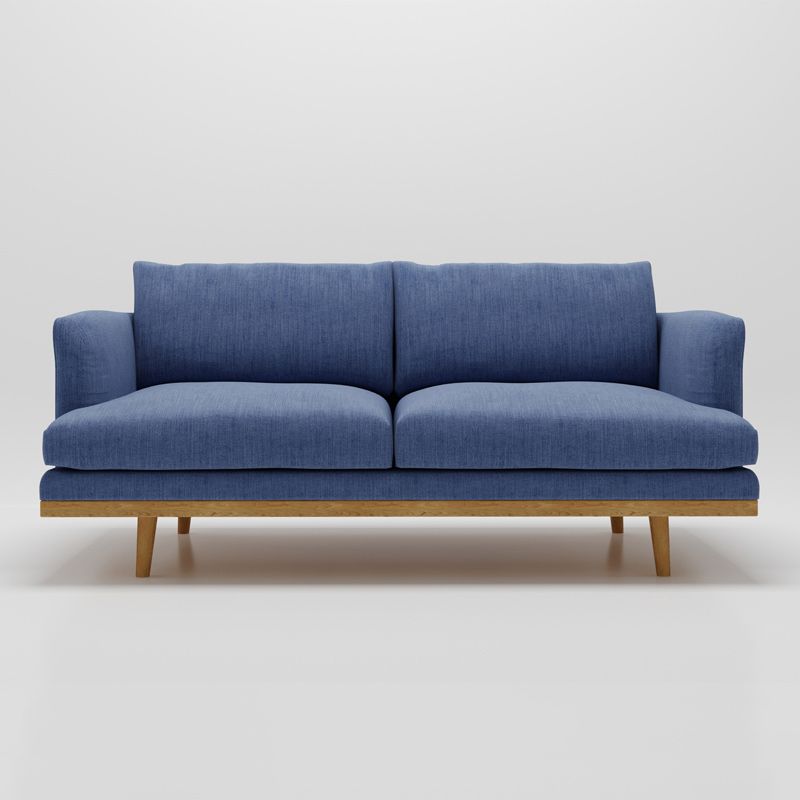 Modern 29.52" H Cotton Blend Wood Frame Recessed Arm Loveseat