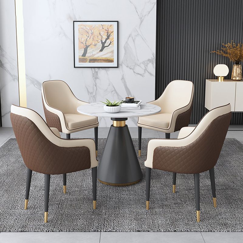 Modern Dining Set 1/5 Pieces Round Stone Dining Table for Living Room