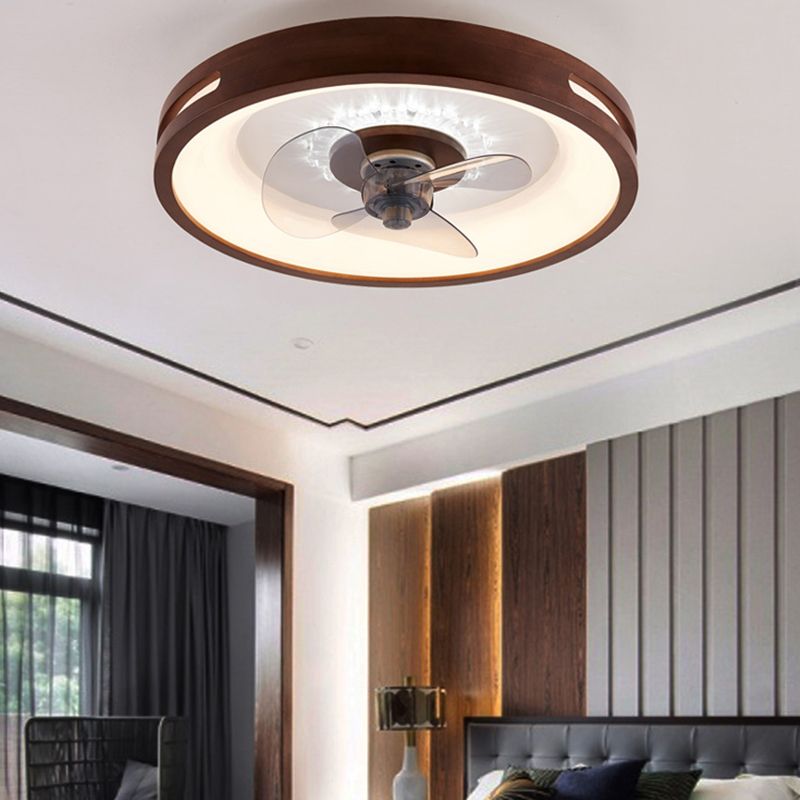 Nordic Style Ceiling Fan Lamp Circle LED Ceiling Fan Light with Acrylic Shade for Bedroom