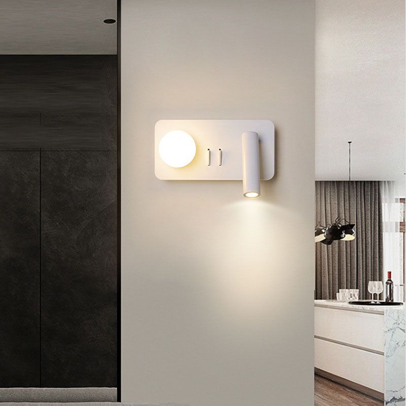 1-Light Minimalisme Acrylique Murce Murce Lampe légère murale blanche pour chambre à coucher