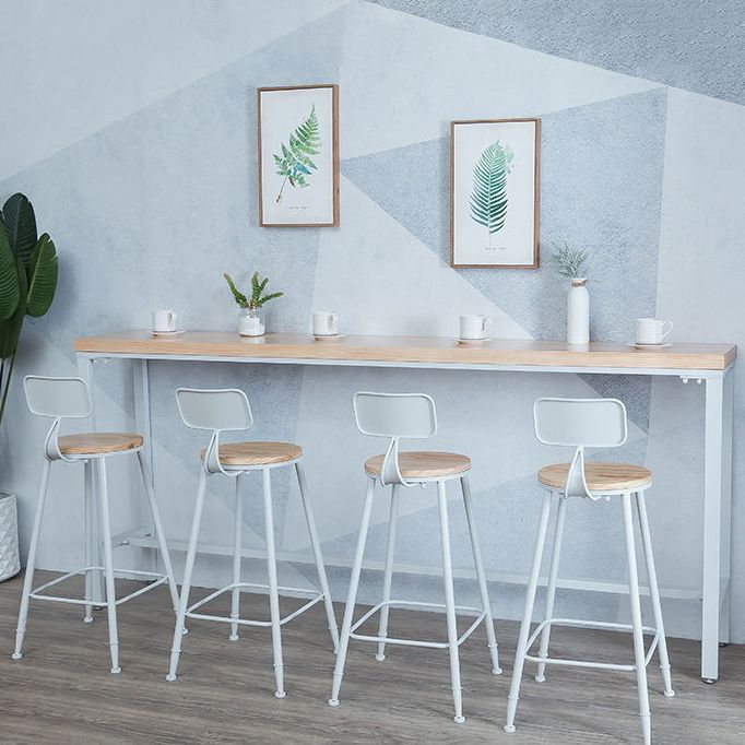 Luxury Rectangle Solid Wood Bar Table Set 1/5 Pieces Counter Table with White Stools