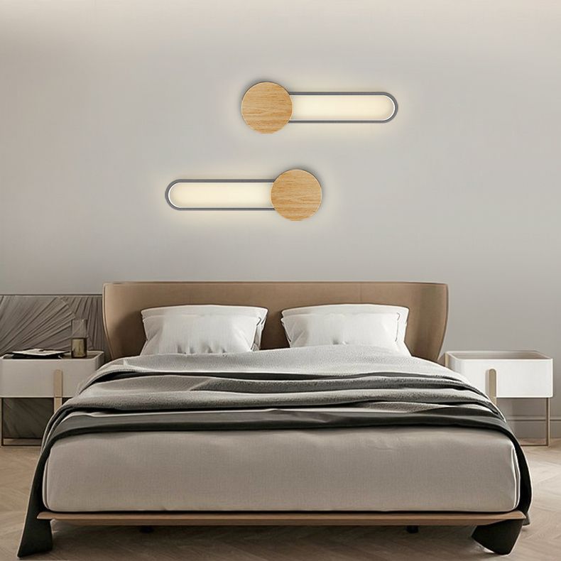 1 leichte ovale Wandbeleuchtungsbehörden moderne Holzwandmontage -Lichter im modernen Stil