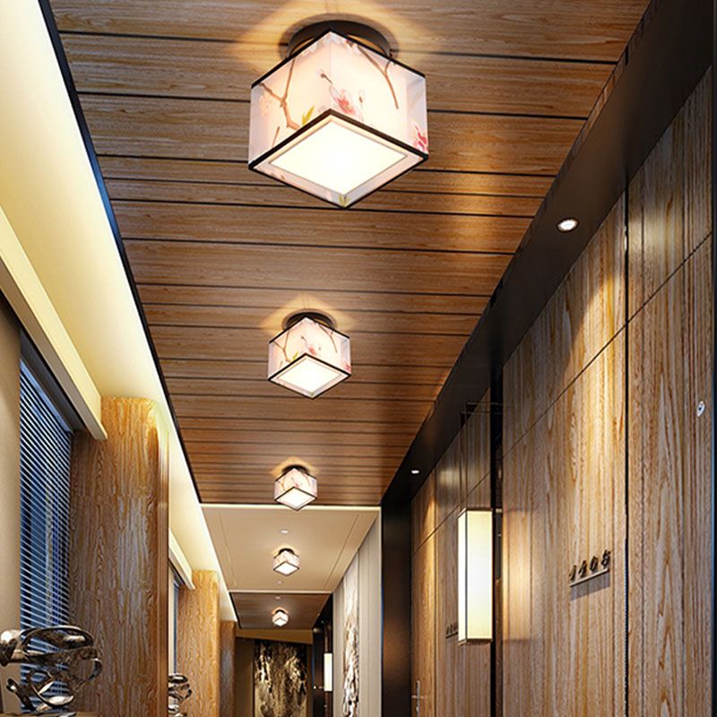 8 lange stoffen plafondlampen Chinese stijl inbouwverlichtingsarmaturen voor woonkamer