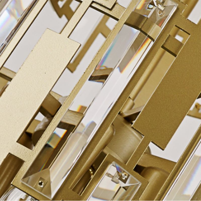 Luz de pared de medio cilindro Bloque de cristal posmoderno 1 Luz de montaje de pared de oro ligero para sala de estar