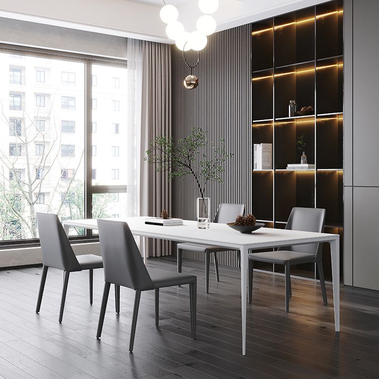 Contemporary 1/2/5 Pieces Furniture Stone Rectangle Dining Chairs Set in White