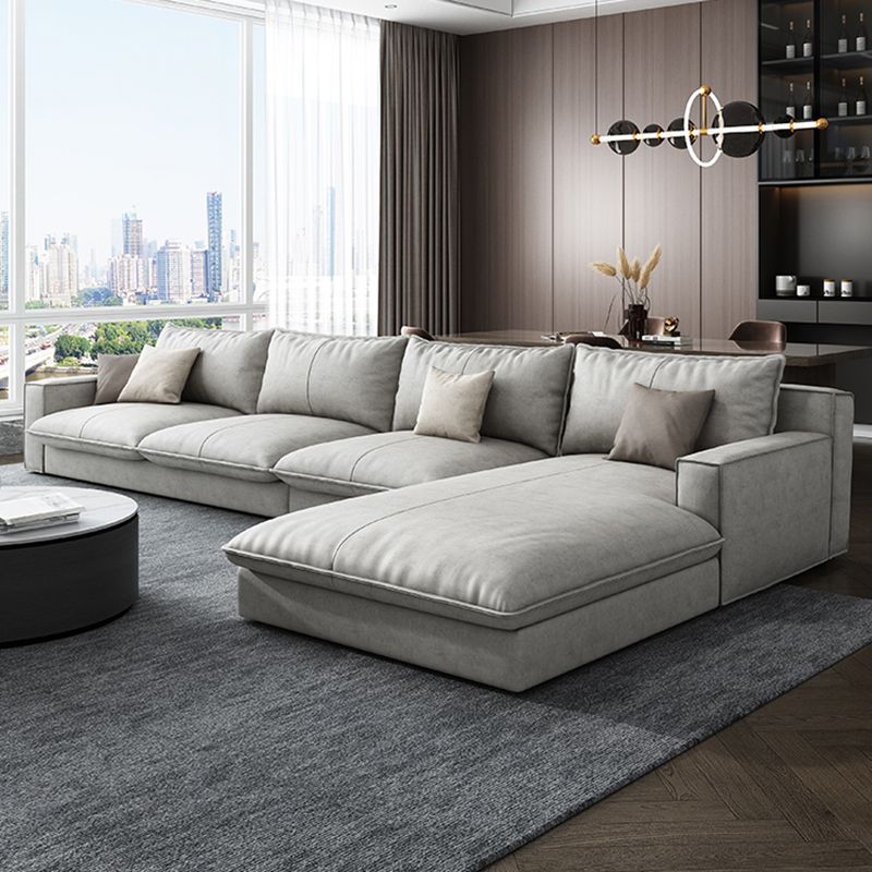 Scandinavian Pillow Back Sectional with Square Arm for Living Room