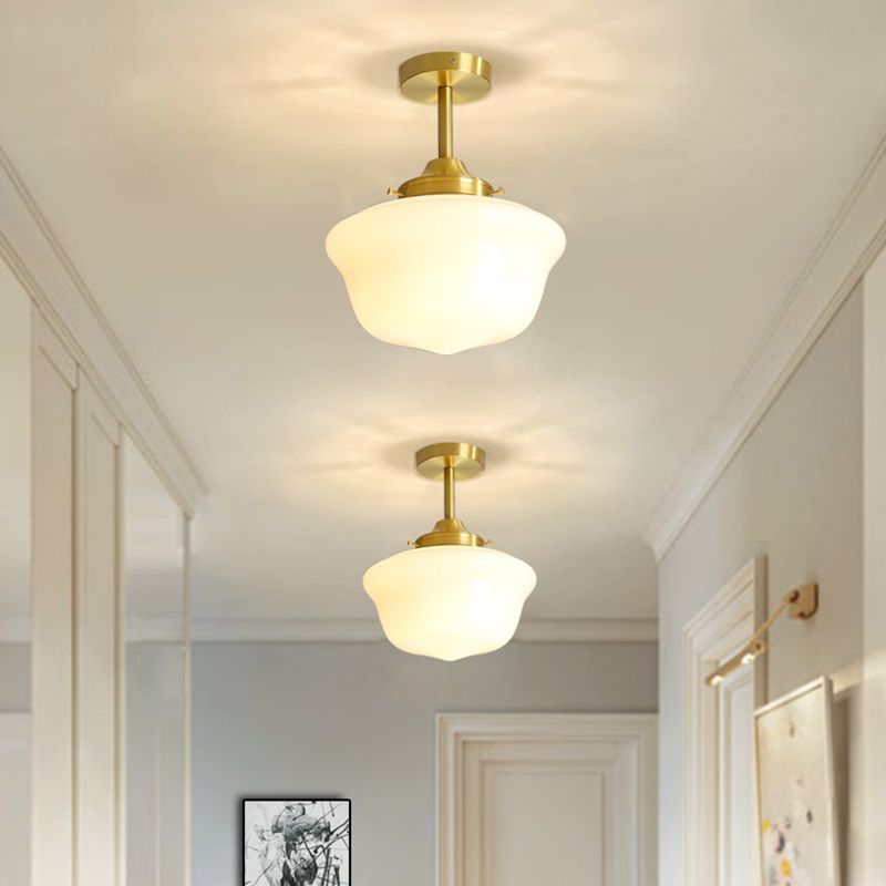 Plafonnier moderne en forme de géométrie simple, plafonnier en cuivre à 1 lumière
