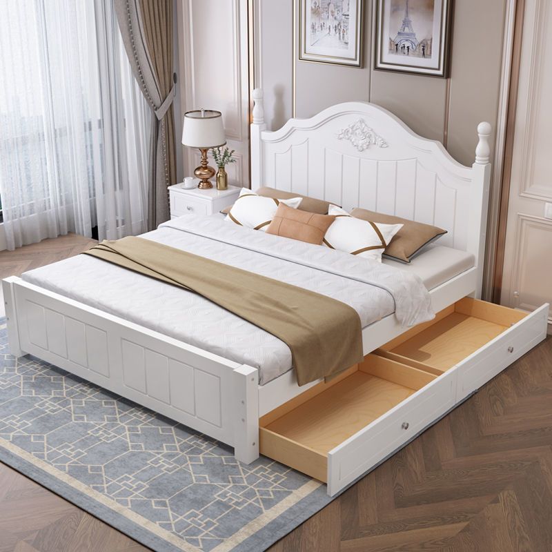 French Country Panel Bed with Headboard Standard Bed Arched White