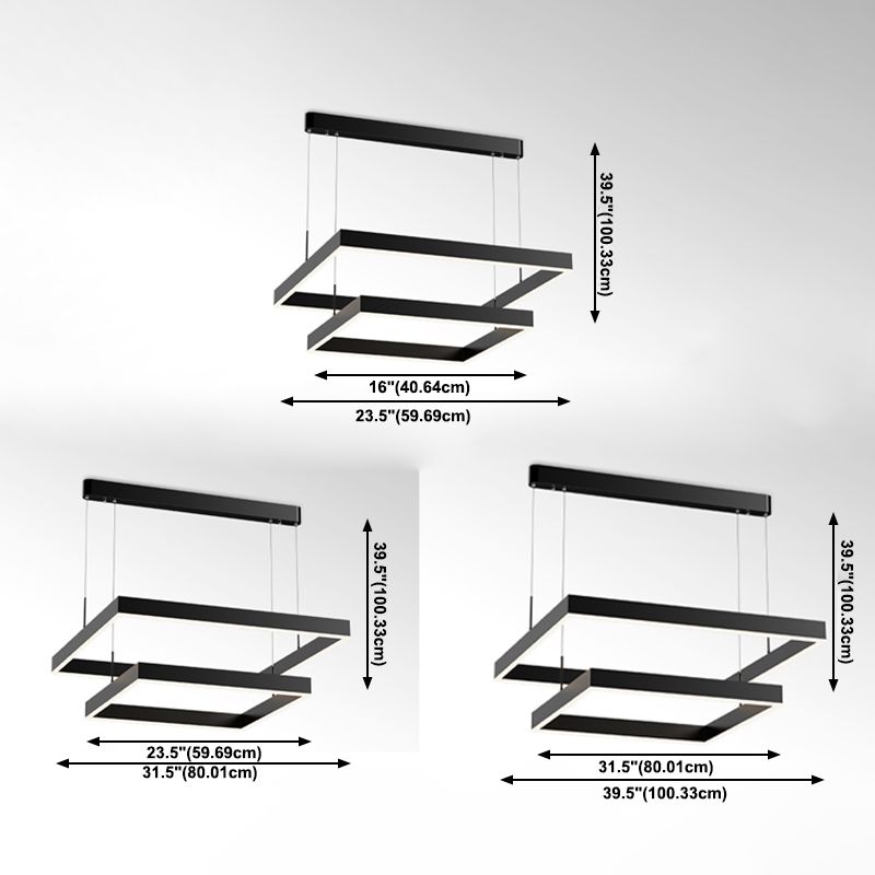 Geometry Shape Hanging Lamp Fixture Modern Style Pendant Lamp in Black for Living Room