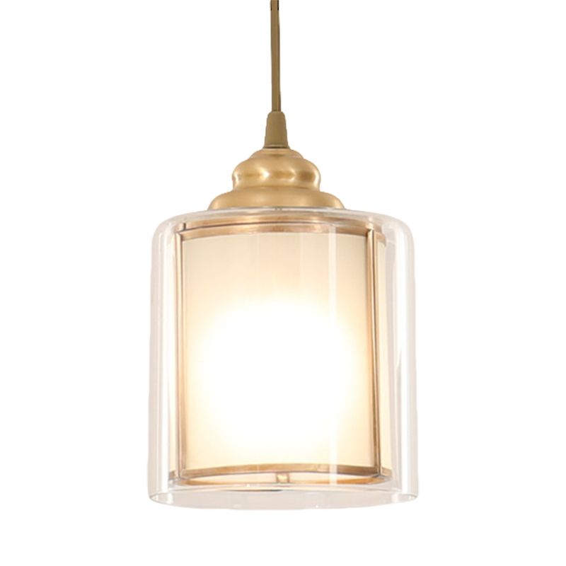 Cylinder White Glass Pendant Light Fixture Classic 5"/5.5"/6" Wide 1 Light Dining Room Hanging Lamp Kit