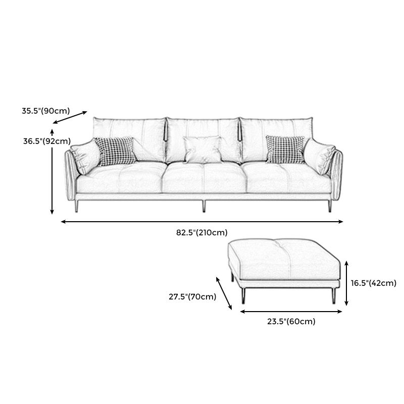 Grey Removable Cushions Faux Leather Straight Arm Sofa/Sectional with Wear-Resisting