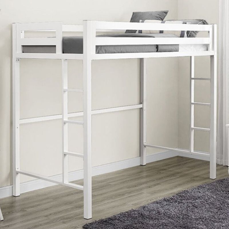 High Loft Bed Contemporary Simple Iron Bed Frame with Guardrail