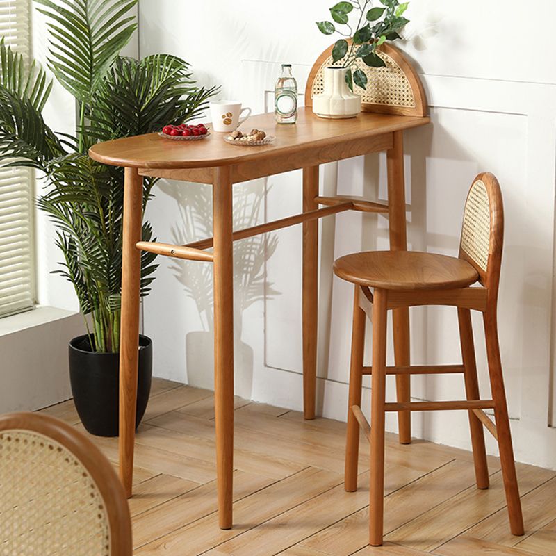 Modern Solid Wood Bar Dining Table Ellipse Bar Table for Kitchen