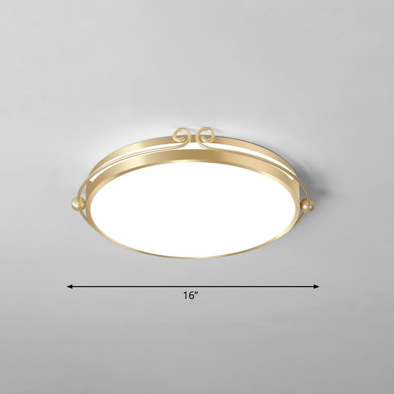 Gold Finish Rund Flush Licht Einfache Acryl LED Deckenhalterung Lampe mit Wirbeldekoration