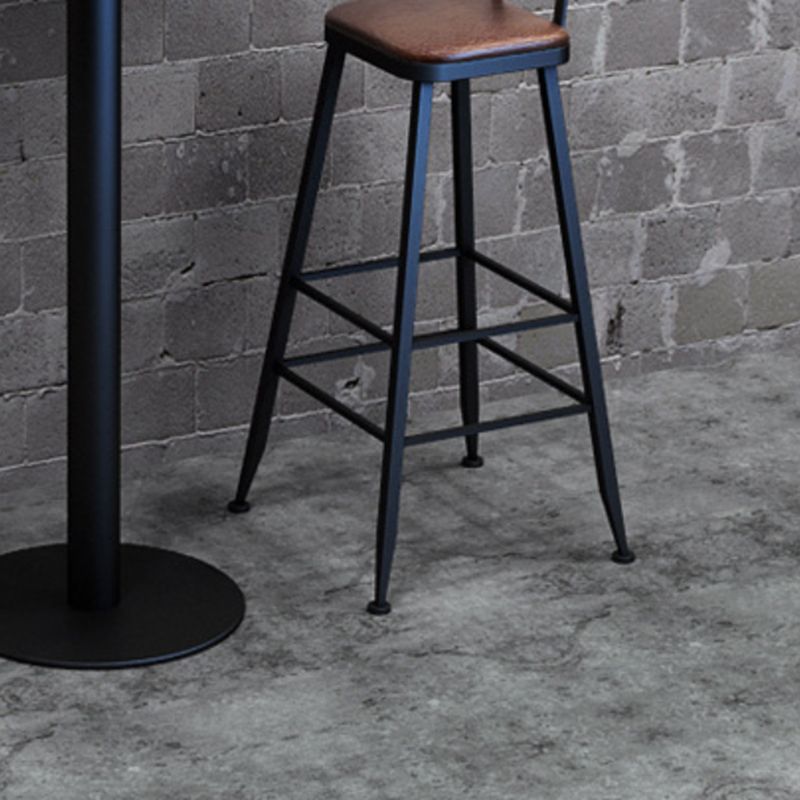Industrial Leather Bar and Counter Stool Footrest Low Back Counter Stool for Bar