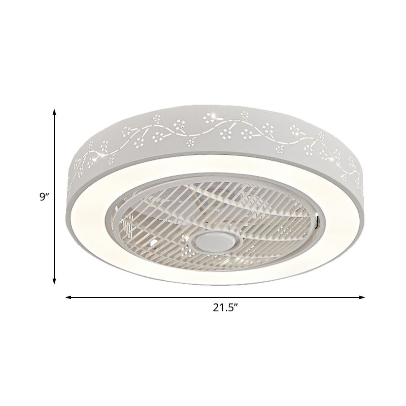 Blumen/quadratische Metalllüfter Leuchtdichte zeitgenössische LED 21,5 "W Schlafzimmer Halbflush -Halterung in Weiß mit 4 Klingen