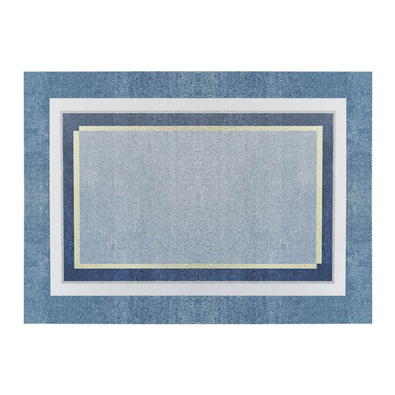 Modern Blue Rug Polyester Striped Area Rug Washable Rug for Drawing Room