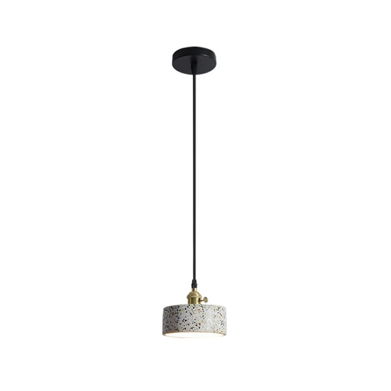 Geometrical Suspension Lighting Nordic Style Terrazzo Single-Bulb White Pendant Ceiling Light