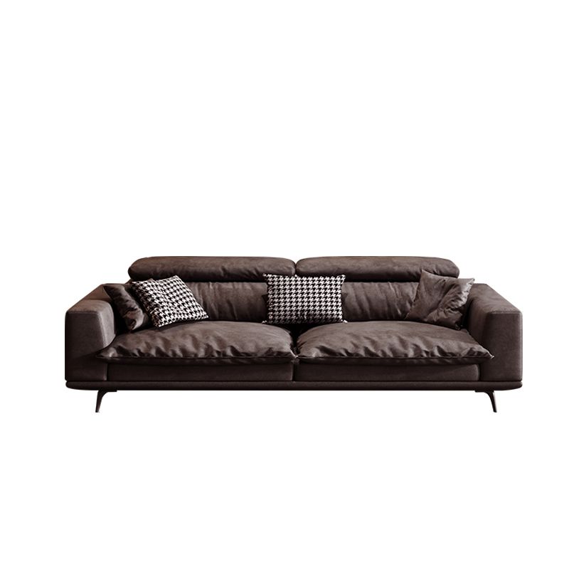 Square Arm Dark Brown Removable Cushions Modern Stain-Resistant Sofa & Chaise