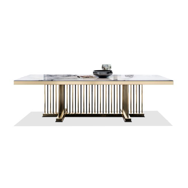 Glam Rectangle Shape Marble Dining Table Standard Dining Table for Kitchen