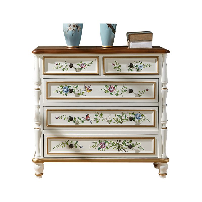 Coastal Storage Chest Dresser Solid Wood Dresser for Bedroom