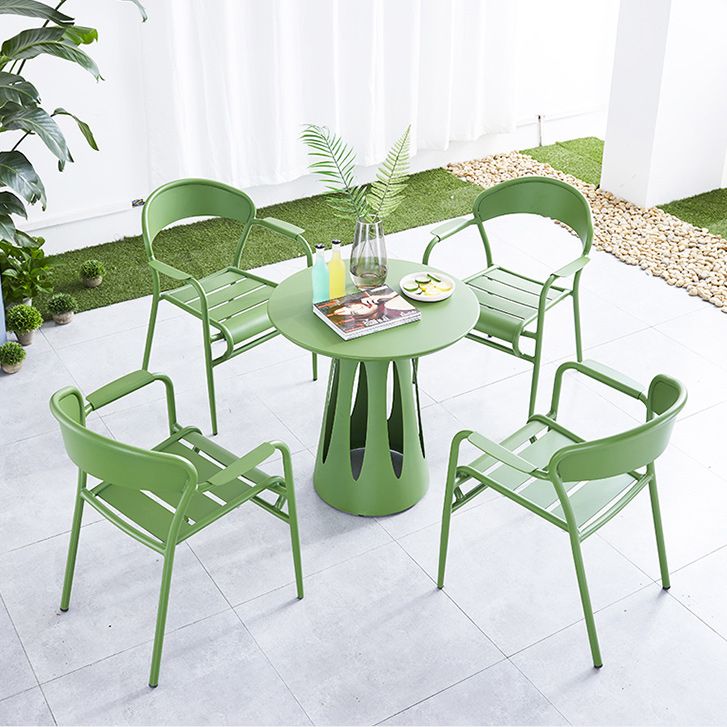 Metal Dining Side Chair Modern Patio Dining Armchair Set of 1/2/4/6/8