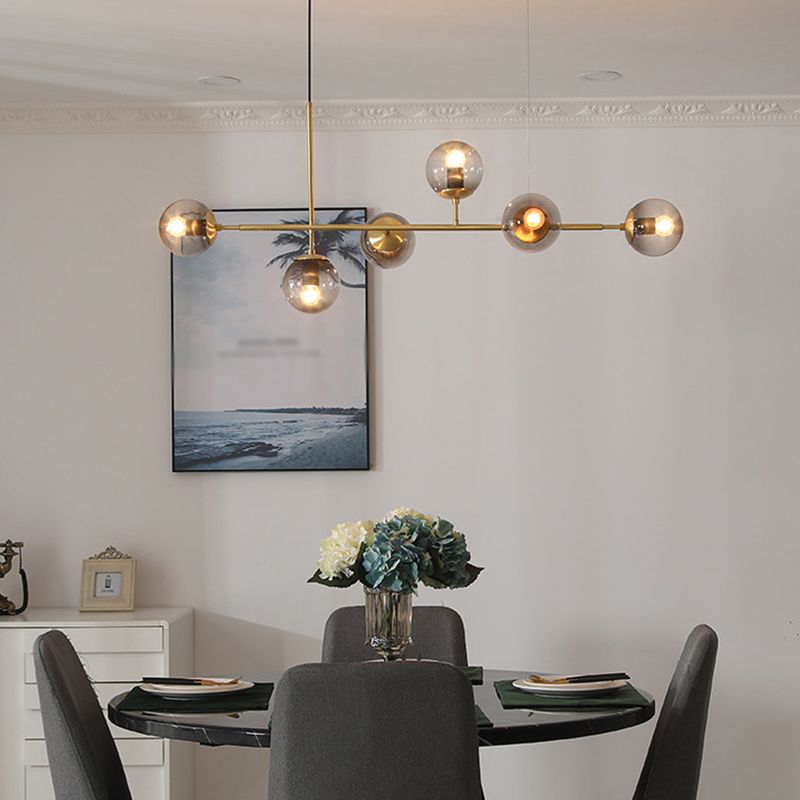 Nordic Glass Island Light Gold Globe 6 Lichter Island Anhänger für Wohnzimmer