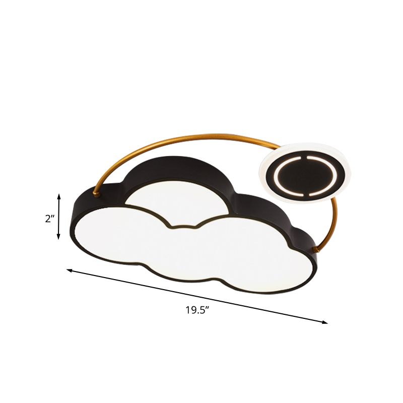 Cloud/Sun/Moon Shape Flush Mount Lighting Nordic Acrylic LED Bedroom Flush Lamp Fixture in Black and Gold
