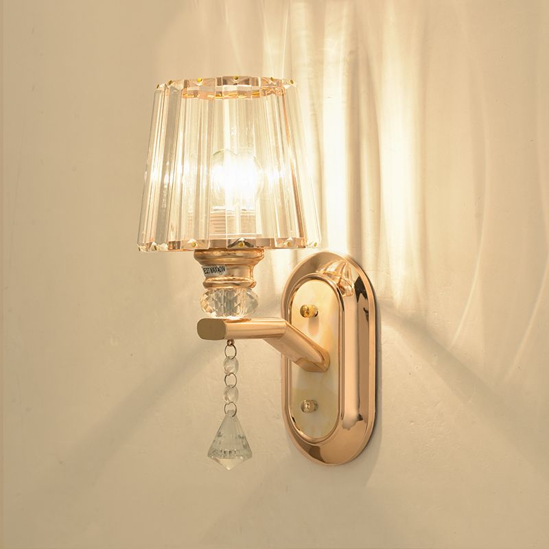 Gooseneck Crystal Wall Lamp Fixture Minimalist 1-Light Wall Sconce Light for Corridor