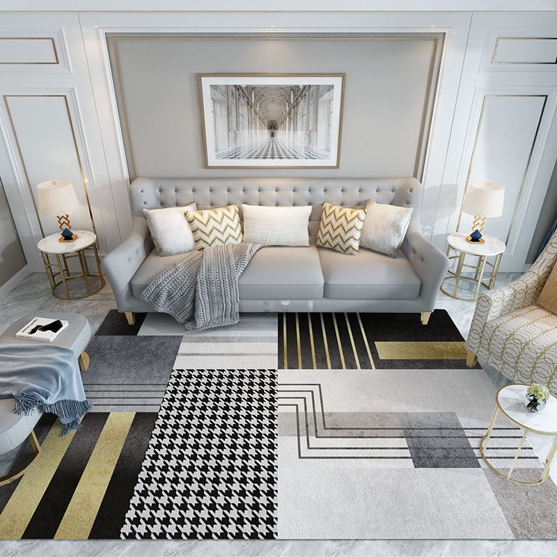 Trendy Home Decor Rug Multi-Color Geometric Area Carpet Polypropylene Anti-Slip Pet Friendly Rug