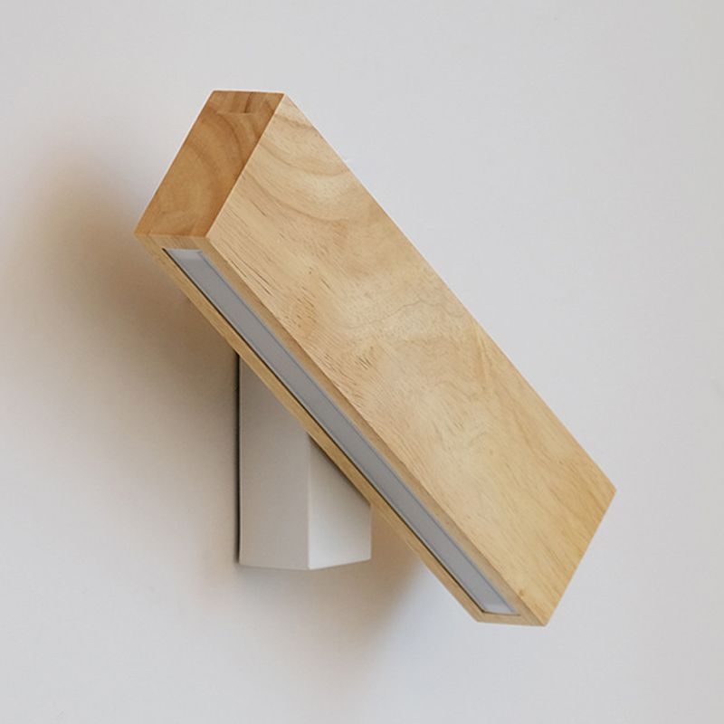 Single Modernism Beige Finish Wall Mounted Sconce Wooden Wall Light