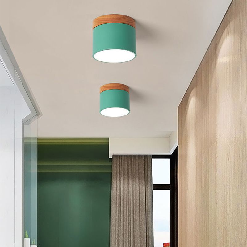 Plafonnier de forme cylindrique de style moderne en métal à 1 lumière pour le salon