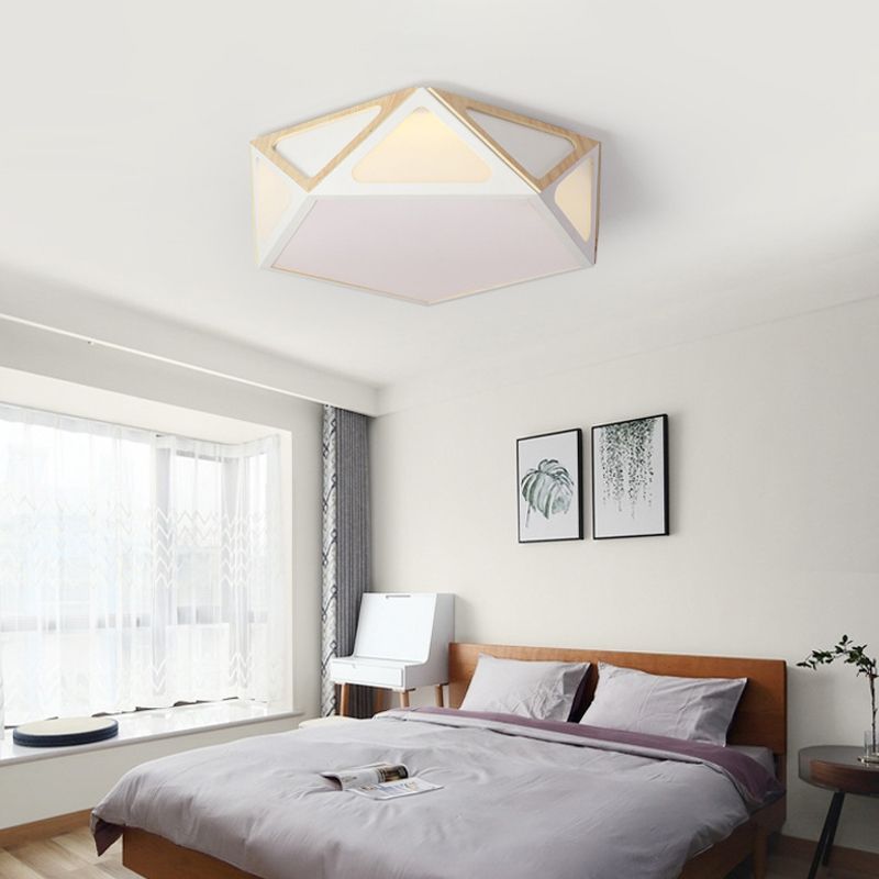 Geometrisch spoellicht Modern acryl wit/roze/geel LED plafond gemonteerd armatuur in warm/wit licht, 16 "/19,5" breed