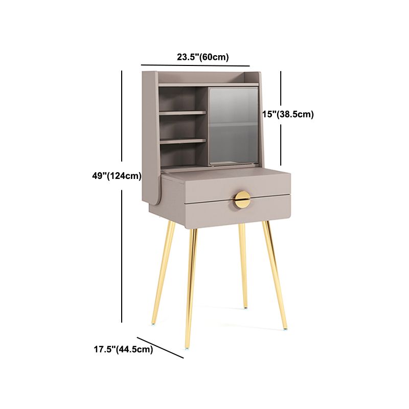 Contemporary Wood Makeup Vanity Set 2-Drawer Dressing Table With Mirror