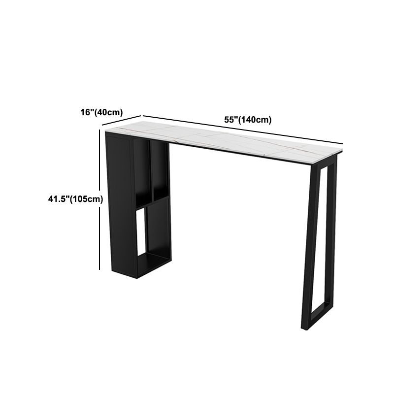 Contemporary Bar Table Set 1/2/3 Pcs Stone Bar Table and Stools with Metal Base