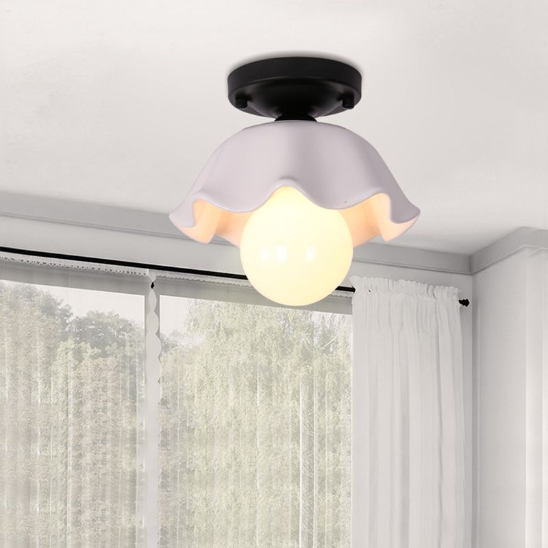 Éclairage de plafond classique de salle à manger de lumière de bâti de plafond en verre à tête unique