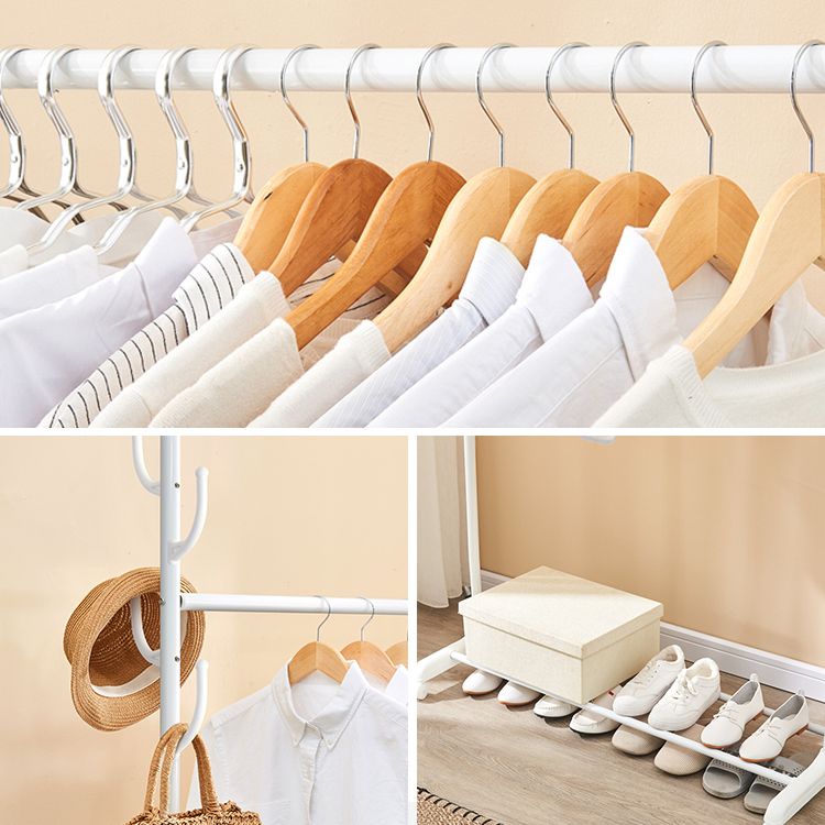 Stainless Steel Open Armoire Contemporary Style Cabinet with Clothing Rod