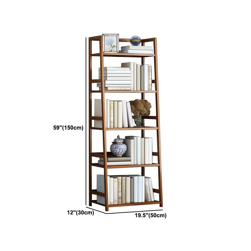 Contemporary Brown Bamboo Shelf Bookcase Open Bookcase for Study Room