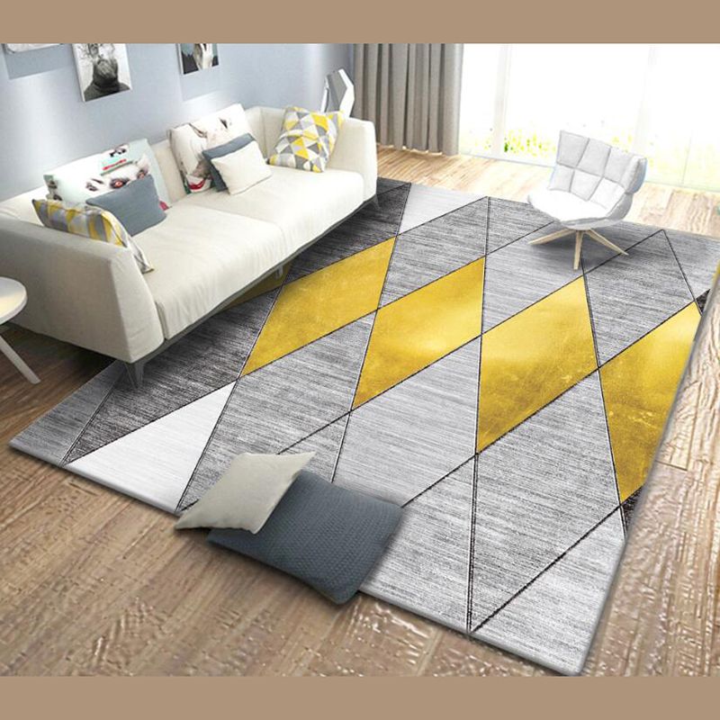 Modern Geometric Carpet Funky Washable Rug Living Room Polyster Carpet with Non-Slip Backing