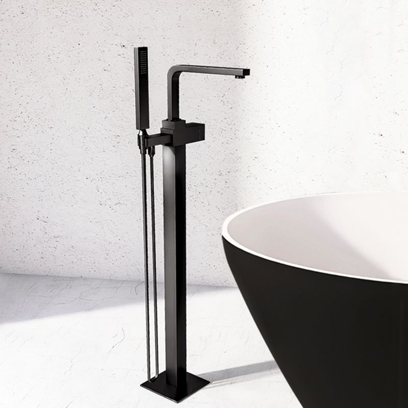 Floor Mounted Copper Freestanding Tub Filler High Arc Tub Filler Trim with Hand Shower