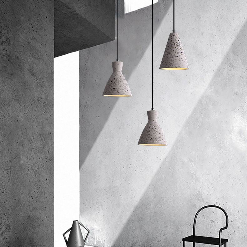 Nordic 1-Bulb hanger lamp Conical Small Suspension Lamp met terrazzo-schaduw voor Diner